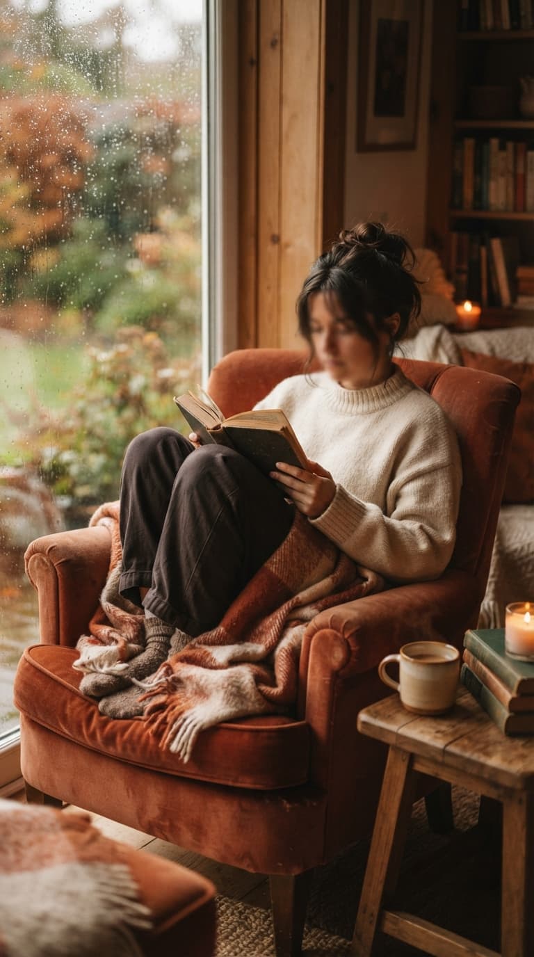 A reader with a book, part-way through